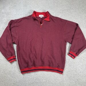 Vintage 90s Titleist by Corbin Ltd Men L Red Striped Quarter Zip Pullover Cotton